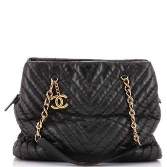 Chanel Surpique CC Charm Tote Chevron Calfskin Large
