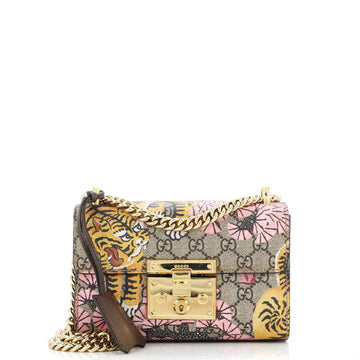 Gucci Padlock Shoulder Bag Bengal Print GG Coated Canvas Small