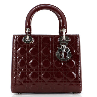 Christian Dior Lady Dior Bag Cannage Quilt Patent Medium