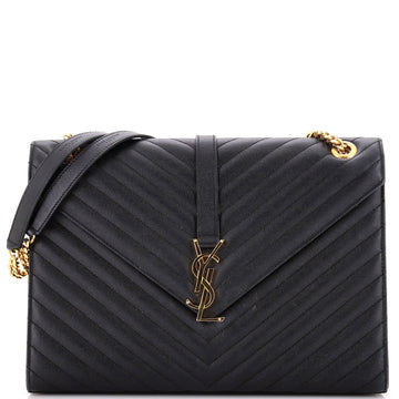 Saint Laurent Classic Monogram Envelope Satchel Matelasse Chevron Leather Large