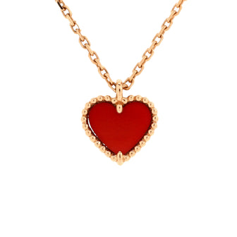 Van Cleef & Arpels Sweet Alhambra Heart Pendant Necklace 18K Rose Gold and Carnelian