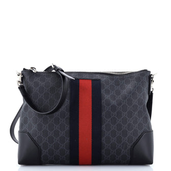 Gucci Web Zip Flat Messenger GG Coated Canvas Medium