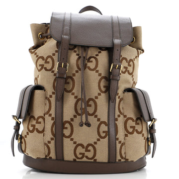 Gucci Double Pocket Belt Backpack Jumbo GG Canvas and Leather Large