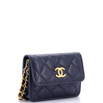 Chanel Twist Your Buttons Flap Coin Purse with Chain Quilted Shiny Caviar