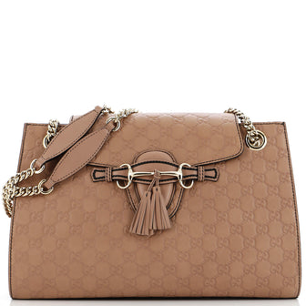 Gucci Emily Chain Flap Shoulder Bag Guccissima Leather Large