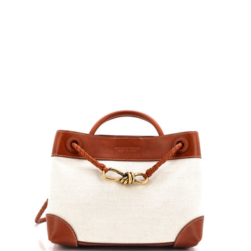 Bottega Veneta Andiamo Top Handle Bag Canvas and Leather Small
