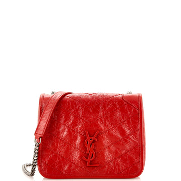 Saint Laurent Niki Chain Wallet Matelasse Chevron Leather