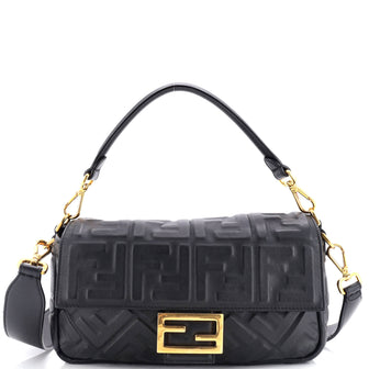 Fendi Baguette NM Bag Zucca Embossed Leather Medium