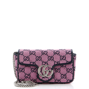 Gucci GG Marmont Flap Bag Diagonal Quilted GG Canvas Super Mini