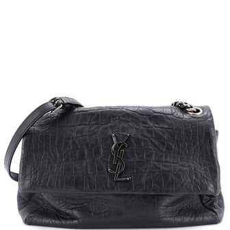 Saint Laurent West Hollywood Shoulder Bag Crocodile Embossed Leather Medium