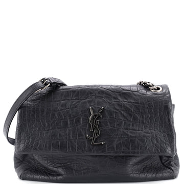 Saint Laurent West Hollywood Shoulder Bag Crocodile Embossed Leather Medium