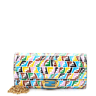 Fendi x Sarah Coleman Baguette Continental Wallet on Chain Fish-Eye FF Embossed Leather