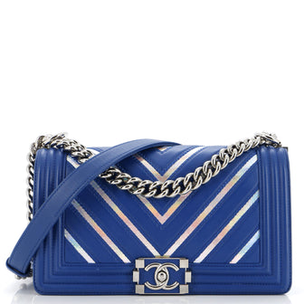 Chanel Boy Flap Bag Chevron Lambskin with Holographic PVC Old Medium