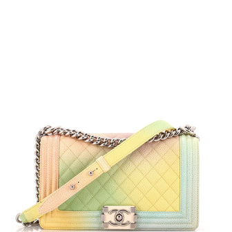 Chanel Rainbow Boy Flap Bag Quilted Painted Caviar Old Medium