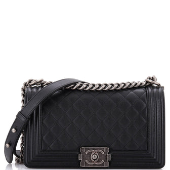 Chanel Boy Flap Bag Quilted Caviar Old Medium