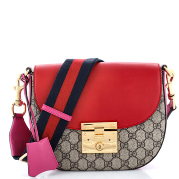 Gucci Padlock Saddle Shoulder Bag GG Coated Canvas and Leather Medium