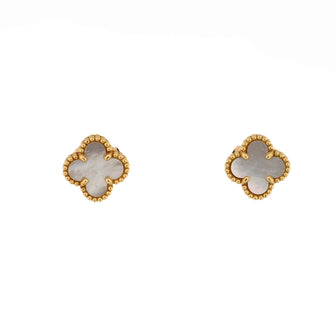 Van Cleef & Arpels Sweet Alhambra Stud Earrings 18K Yellow Gold and Mother of Pearl