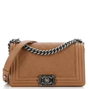 Chanel Boy Flap Bag Quilted Caviar Old Medium