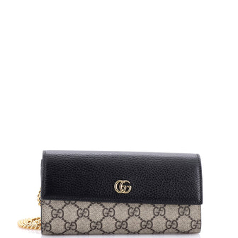 Gucci GG Marmont Continental Chain Wallet GG Coated Canvas and Leather
