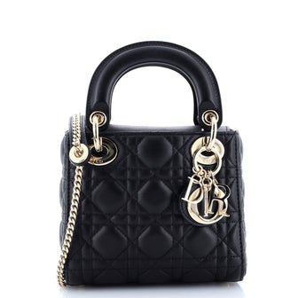 Christian Dior Lady Dior Chain Bag Cannage Quilt Lambskin Mini