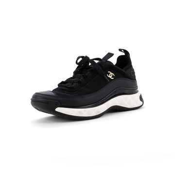 Chanel Women's CC Cap Toe Logo Sneakers Suede and Mixed Fibers