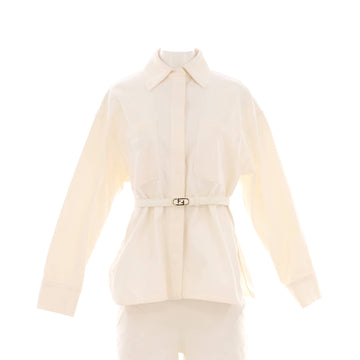 Fendi Women's Logo Belted Button Down Jacket Cotton