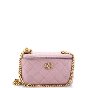 Chanel Sweet Heart Vanity Case with Chain Quilted Caviar Small