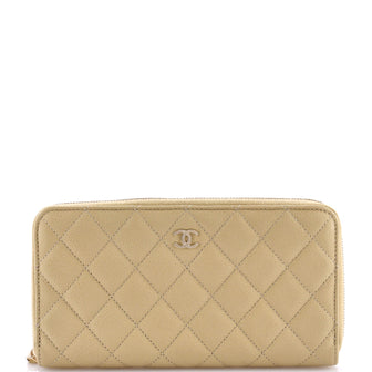 Chanel Zip Around Wallet Quilted Lambskin Long