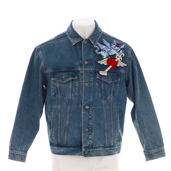 Gucci Men's Brooches Button Up Jacket Denim