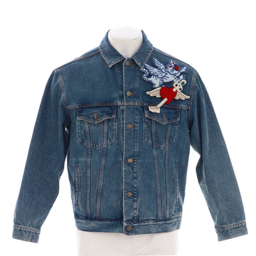 Gucci Men's Brooches Button Up Jacket Denim
