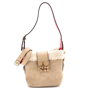 Christian Louboutin Carasky Bucket Bag Suede with Shearling Mini
