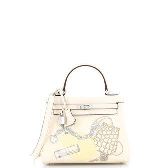 Hermes In and Out Kelly Handbag Limited Edition Swift with Palladium Hardware 25