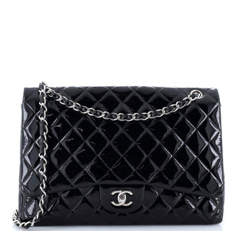 Chanel Classic Single Flap Bag Quilted Patent Maxi