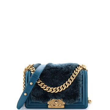Chanel Boy Flap Bag Fur with Leather Small