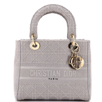 Christian Dior Lady D-Lite Bag Cannage Embroidered Canvas Medium