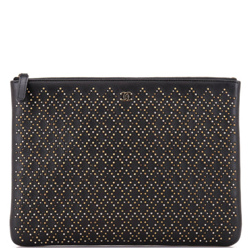 Chanel O Case Clutch Studded Lambskin Medium