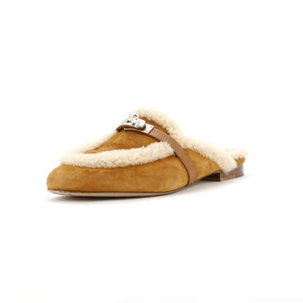 Hermes Women's Oz Mules Suede with Shearling