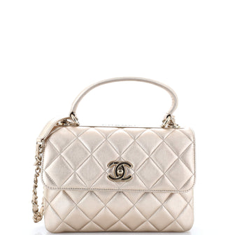 Chanel Trendy CC Top Handle Bag Quilted Metallic Lambskin Small