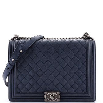 Chanel Boy Flap Bag Quilted Metallic Calfskin Large