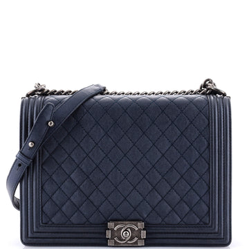 Chanel Boy Flap Bag Quilted Metallic Calfskin Large