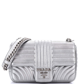 Prada Chain Flap Shoulder Bag Diagramme Quilted Leather Medium
