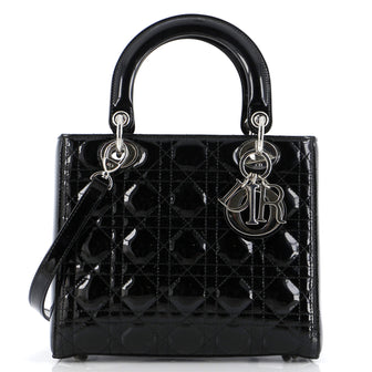 Christian Dior Lady Dior Bag Cannage Quilt Patent Medium