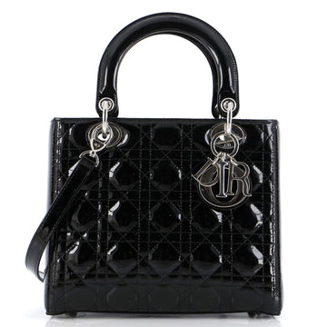 Christian Dior Lady Dior Bag Cannage Quilt Patent Medium