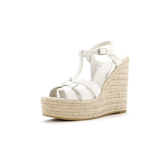 Saint Laurent Women's Tribute Wedge Espadrille Sandals Leather