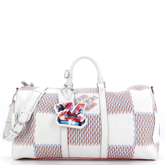 Louis Vuitton Keepall Bandouliere Bag Limited Edition Damier Spray Leather 50