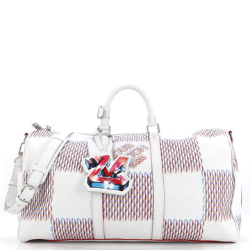 Louis Vuitton Keepall Bandouliere Bag Limited Edition Damier Spray Leather 50