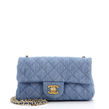 Chanel Pearl Crush Flap Bag Quilted Denim Mini