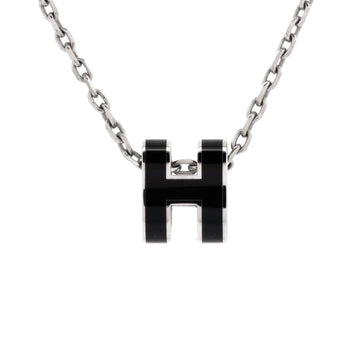 Hermes Pop H Pendant Chain Necklace Metal and Enamel Mini
