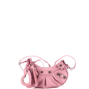 Balenciaga Le Cagole Giant Studs Shoulder Bag Glitter Leather XS