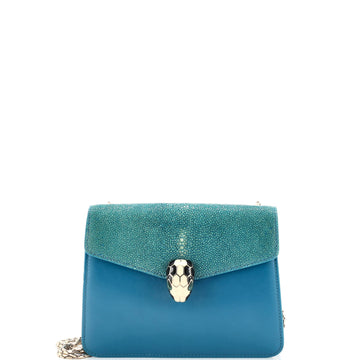 Bvlgari Serpenti Forever Square Shoulder Bag Leather and Stingray Small